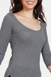 Zivame Thermal Pointelle Knit Poly Viscose Top - Anthra Melange — thumbnail 5